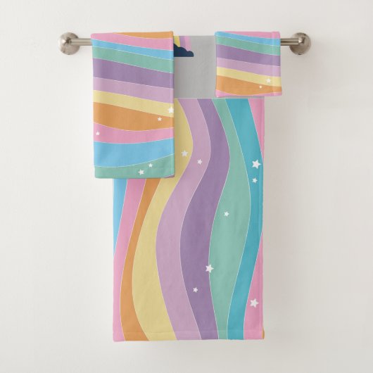 Cool trendy regenboog, sterren bad handdoek (Insitu)