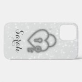 Cool Trendy Silver Heart Hoesje-Mate iPhone Case (Achterkant (horizontaal))