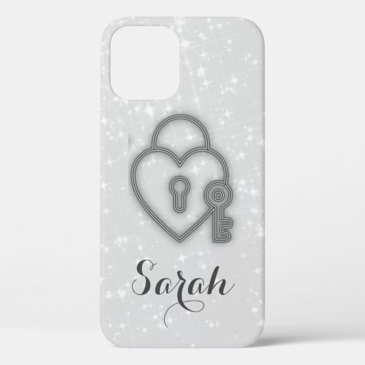 Cool Trendy Silver Heart Hoesje-Mate iPhone Case (Achterkant)