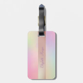 Cool Trendy Striped, Pineappel Holographic Bagagelabel (Achterkant verticaal)