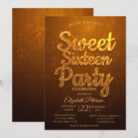 Cool trendy Sweet 16-feest Kaart (Voorkant / Achterkant)