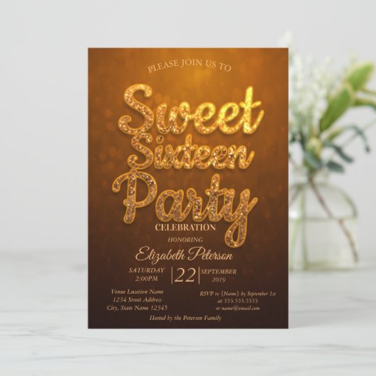 Cool Trendy Sweet 16 Party Kaart (Staand voorkant)