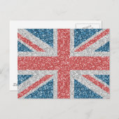 Cool trendy U.K. Union Jack vlag faux glitter Briefkaart (Voorkant / Achterkant)