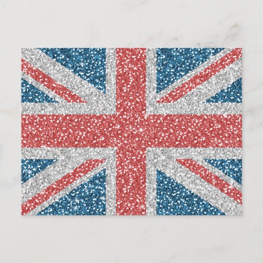 Cool trendy U.K. Union Jack vlag faux glitter Briefkaart (Voorkant)