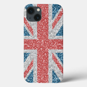 Cool trendy U.K. Union Jack vlag faux glitter Case-Mate iPhone Case