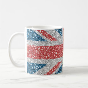 Cool trendy U.K. Union Jack vlag faux glitter Koffiemok