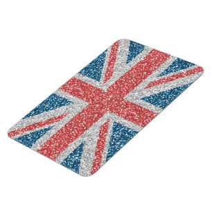 Cool trendy U.K. Union Jack vlag faux glitter Magneet