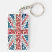 Cool trendy U.K. Union Jack vlag faux glitter Sleutelhanger (achterkant)