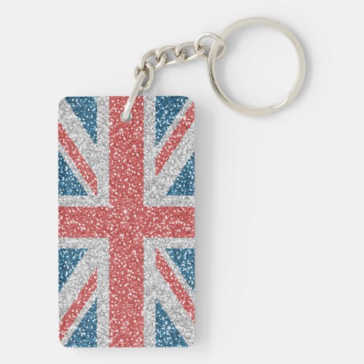 Cool trendy U.K. Union Jack vlag faux glitter Sleutelhanger (achterkant)