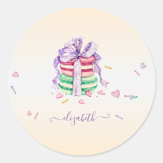 Cool Trendy Waterverf Macarons Ronde Sticker (Voorkant)