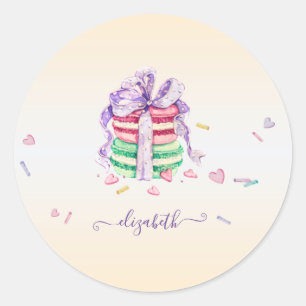 Cool Trendy Waterverf Macarons Ronde Sticker
