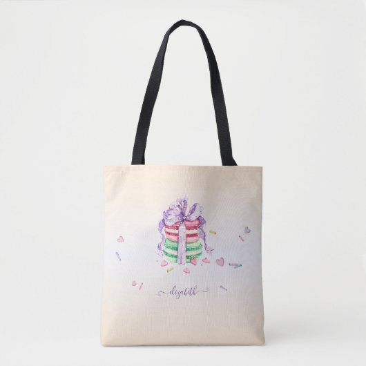 Cool Trendy Waterverf Macarons Tote Bag (Voorkant)
