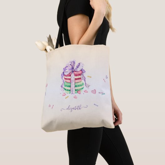 Cool Trendy Waterverf Macarons Tote Bag (Dichtbij)