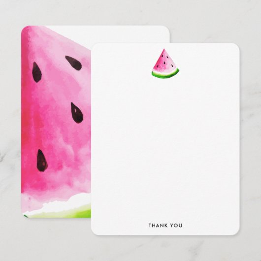Cool Trendy Waterverf Watermeloen Bedankkaart (Voorkant / Achterkant)