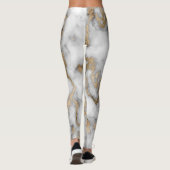 Cool Trendy White Gold Marble Pattern Leggings (Achterkant)