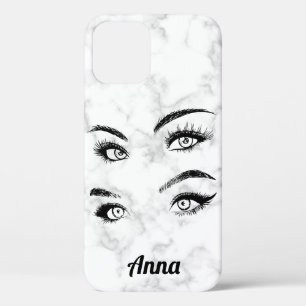 Cool Trendy White Marble, Eyes Case-Mate iPhone Case