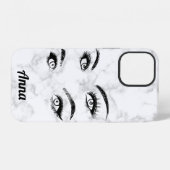 Cool trendy wit marmer, ogen iPhone hoesje (Achterkant horizontaal)