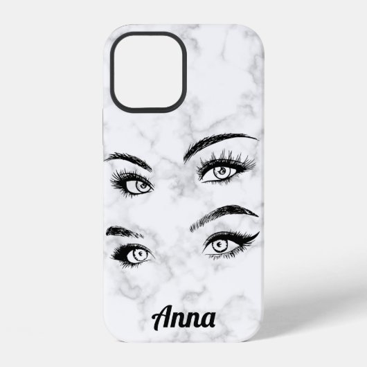 Cool trendy wit marmer, ogen iPhone hoesje (Achterkant)