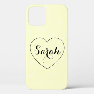 Cool Trendy Yellow, Heart Case-Mate iPhone Case