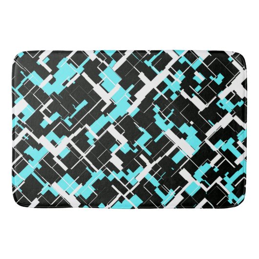 Cool trendy zwart wit blauw patroon badmat (Voorkant)