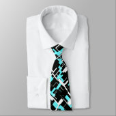 Cool trendy zwart wit blauw patroon stropdas (Gebonden)