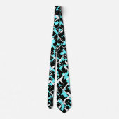 Cool trendy zwart wit blauw patroon stropdas (Achterkant)