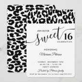 Cool Trendy zwarte witte luipaard, zoet 16 Kaart (Voorkant / Achterkant)