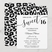 Cool Trendy zwarte witte luipaard, zoet 16 Kaart (Voorkant / Achterkant)