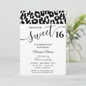 Cool Trendy zwarte witte luipaard, zoet 16 Kaart (Staand voorkant)