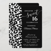 Cool Trendy zwarte witte luipaard, zoet 16 Kaart (Voorkant / Achterkant)