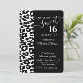 Cool Trendy zwarte witte luipaard, zoet 16 Kaart (Staand voorkant)