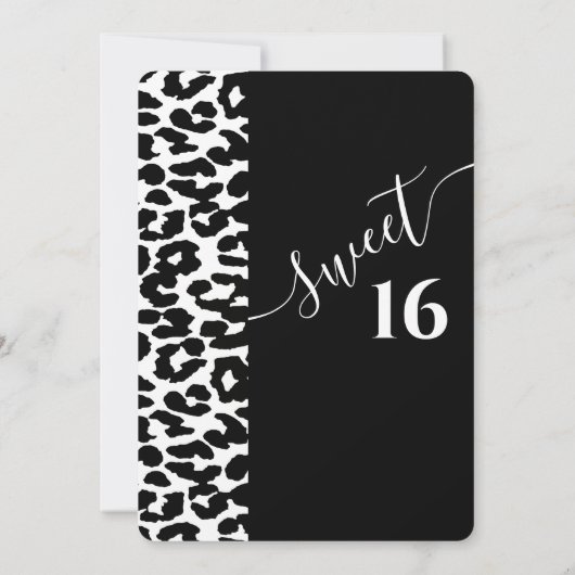 Cool Trendy zwarte witte luipaard, zoet 16 Kaart (Achterkant)
