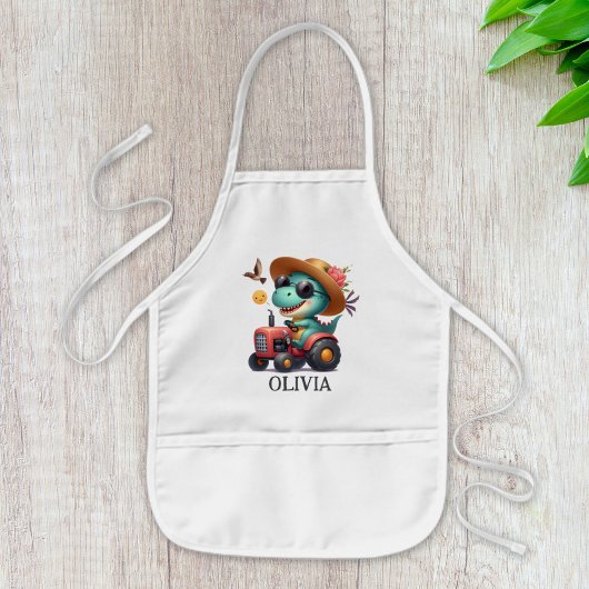 Cool Trex Dinosaurus Boer Rijden Rode Tractor Kinder Schort