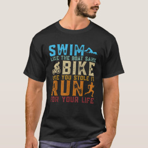 Cool Triathlon voor mannen vrouwen Boat Swim Bike  T-shirt