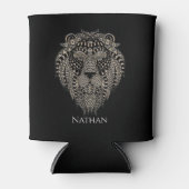 Cool Tribal Metallic Lion Head Personalised Blikjeskoeler (Voorkant)