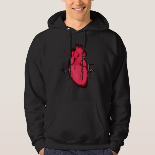 Cool Trippy Anatomical Heart for Doctors & Synthwa Hoodie (Voorkant)