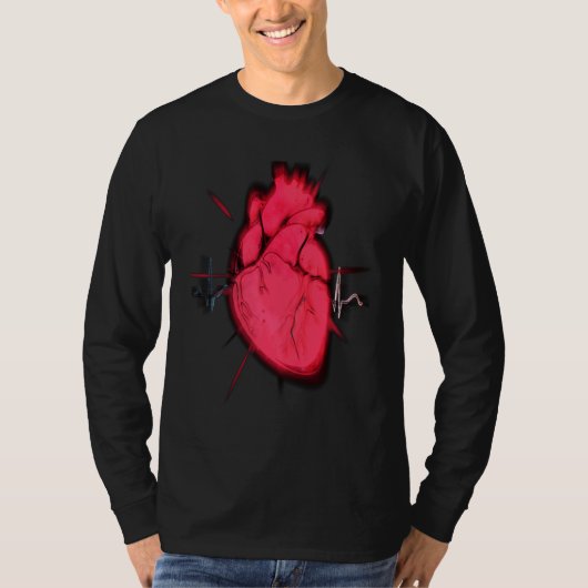 Cool Trippy Anatomical Heart for Doctors & Synthwa T-shirt (Voorkant)
