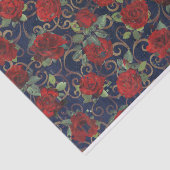 Cool Trippy Glitch Damask Modern Red Rose Navy Tissuepapier (Detail)