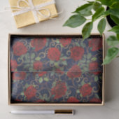 Cool Trippy Glitch Damask Modern Red Rose Navy Tissuepapier (Geschenk)