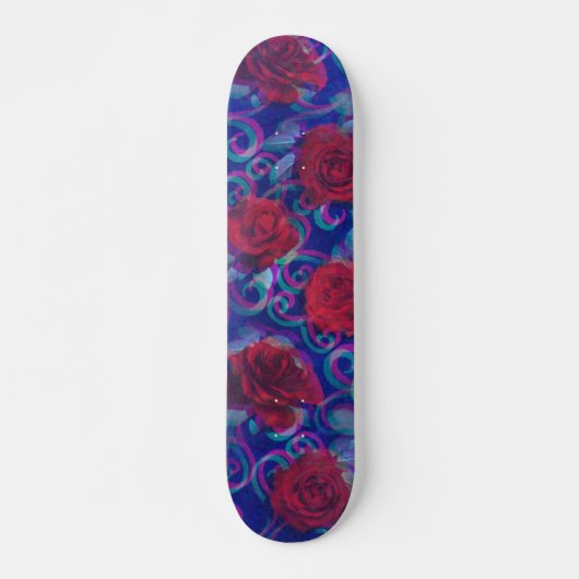   Cool Trippy Glitch Damask Modern Rode Roos Paars Persoonlijk Skateboard (Voorkant)