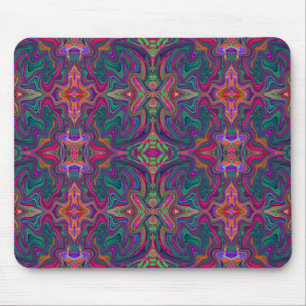 Cool Trippy Groen, Oranje en Paarse Golfpatroon Muismat
