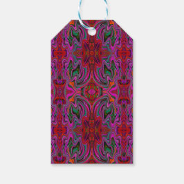 Cool Trippy Magenta, Red en Green Wavy Pattern Cadeaulabel
