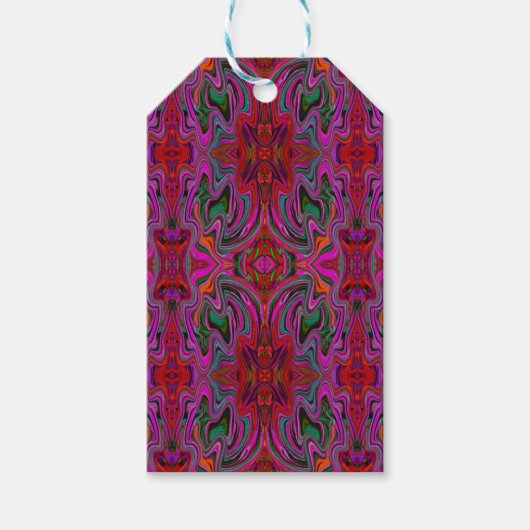 Cool Trippy Magenta, Red en Green Wavy Pattern Cadeaulabel (Voorkant)