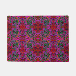 Cool Trippy Magenta, Red en Green Wavy Pattern Deurmat