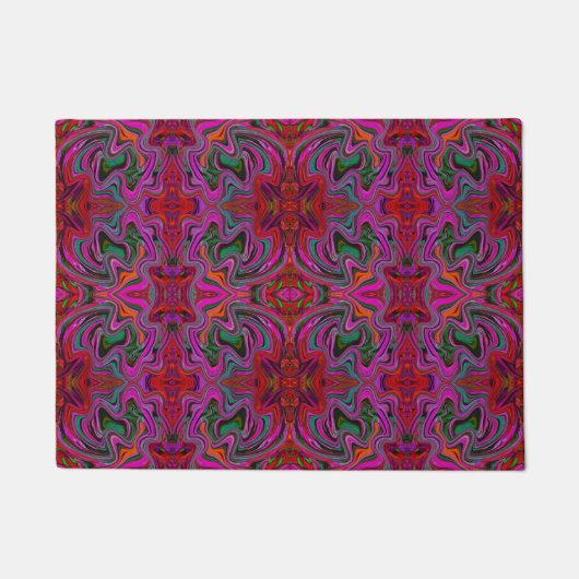 Cool Trippy Magenta, Red en Green Wavy Pattern Deurmat (Voorkant)