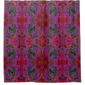 Cool Trippy Magenta, Red en Green Wavy Pattern Douchegordijn (Voorkant)