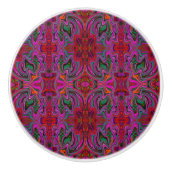 Cool Trippy Magenta, Red en Green Wavy Pattern Keramische Knop (Voorkant)