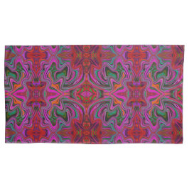 Cool Trippy Magenta, Red en Green Wavy Pattern Kussensloop