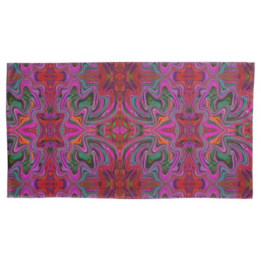 Cool Trippy Magenta, Red en Green Wavy Pattern Kussensloop (Voorkant-Links)