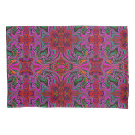 Cool Trippy Magenta, Red en Green Wavy Pattern Kussensloop